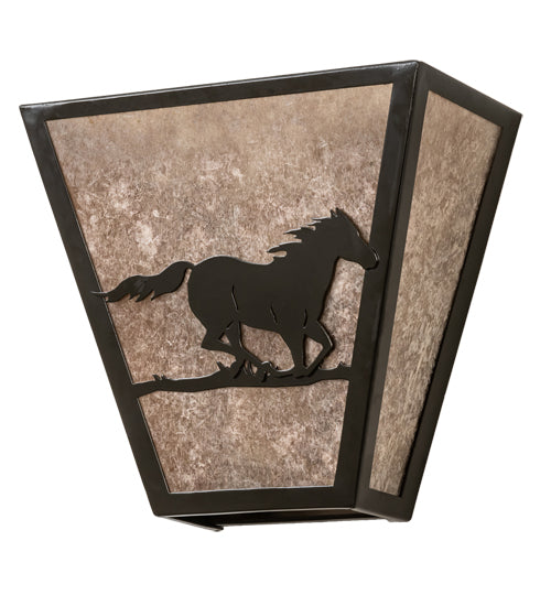 13" Wide Running Horses Wall Sconce