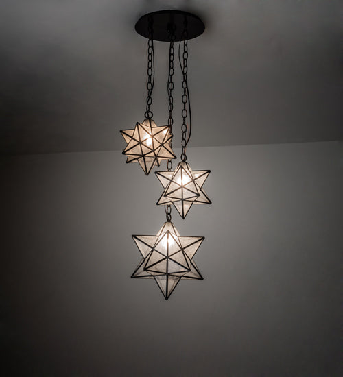 17" Wide Moravian Star 3 Light Cascading Pendant