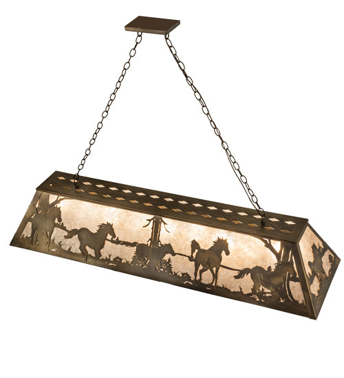 60" Long Running Horses Oblong Pendant