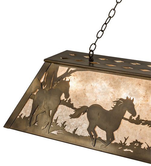 60" Long Running Horses Oblong Pendant