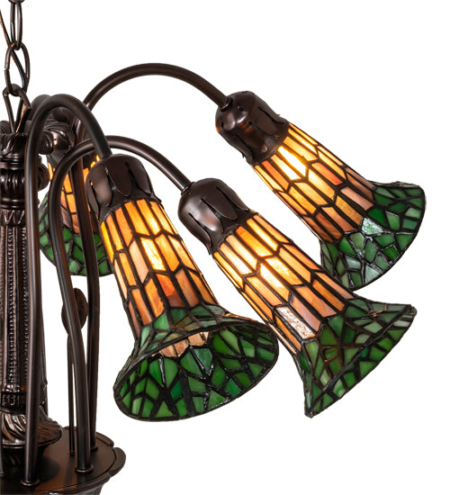 24" Wide Stained Glass Pond Lily 7 Light Chandelier