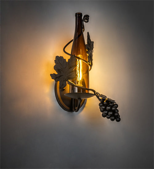 9" Wide Tuscan Vineyard Wine Bottle Wall Sconce