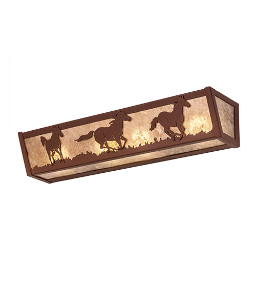 24" Wide Running Horses Vanity Light