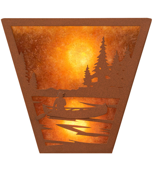 13" Wide Canoe At Lake Wall Sconce