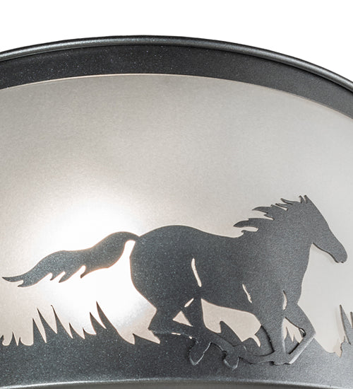 19" Wide Running Horses Semi-Flushmount