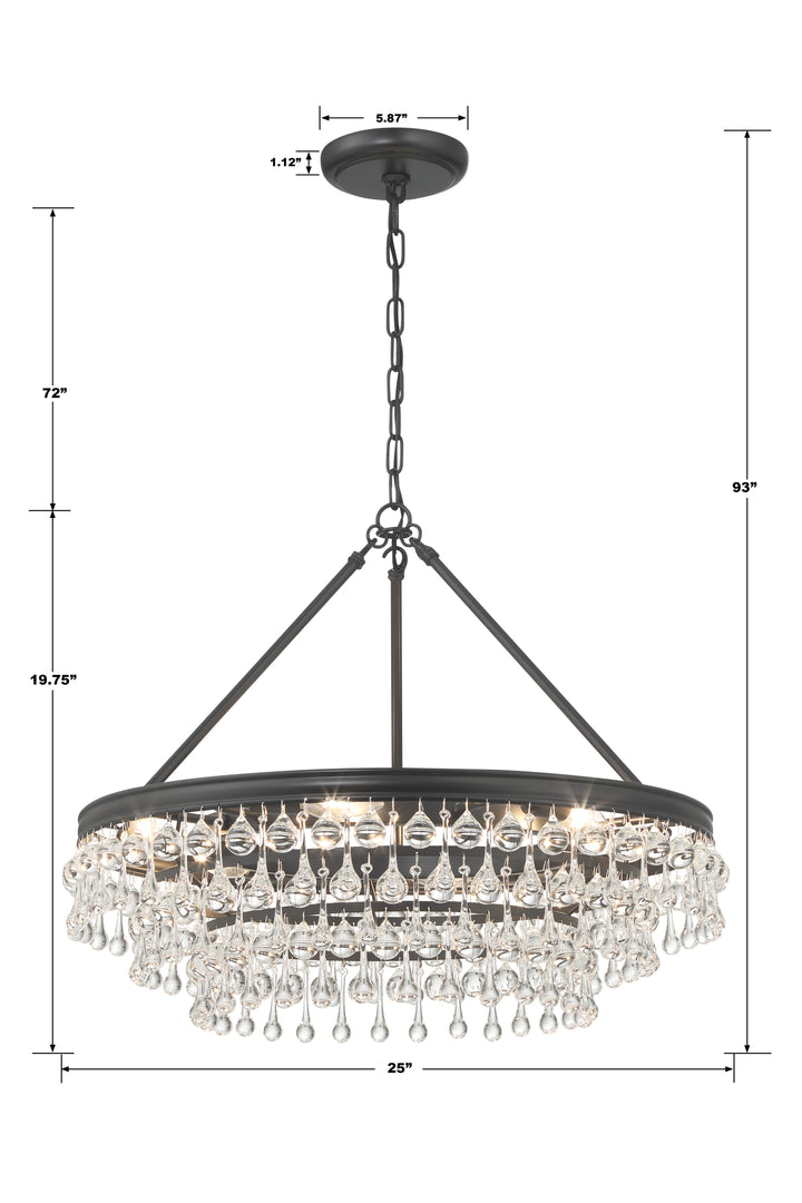 Crystorama Calypso 6 Light Matte Black Chandelier