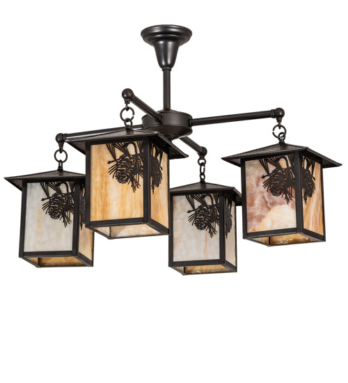 32" Wide Seneca Winter Pine 4 Light Chandelier