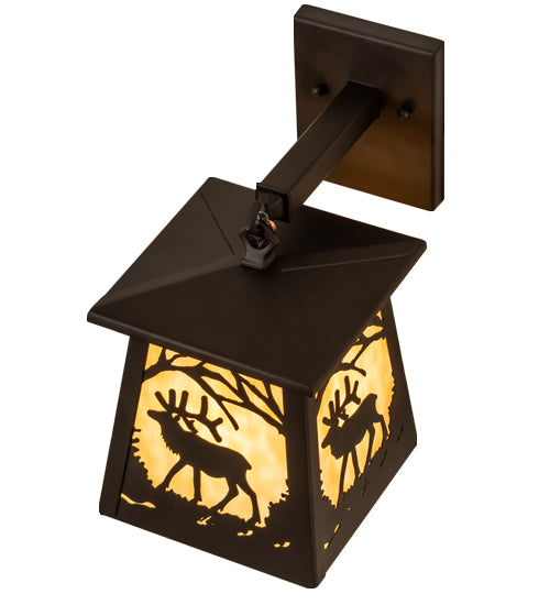 7" Wide Elk At Dawn Hanging Wall Sconce