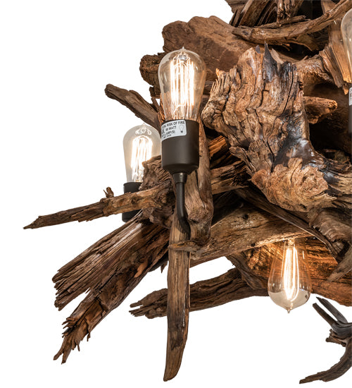 36" Long Driftwood 8 Light Chandelier