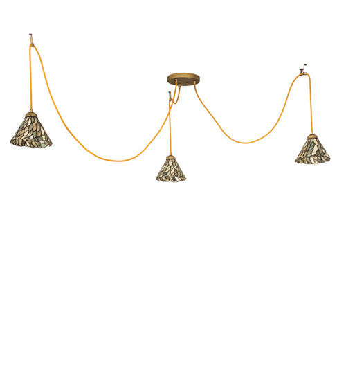 60" Wide Castiliolite Willow Jadestone 3 Light Pendant