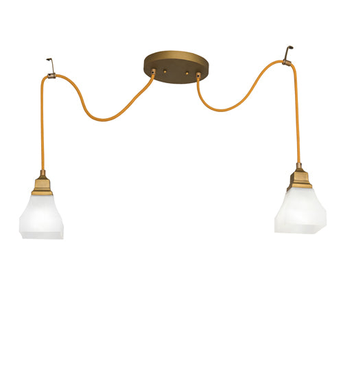 60" Wide Castiliolite Bungalow Alabaster 2 Light Pendant