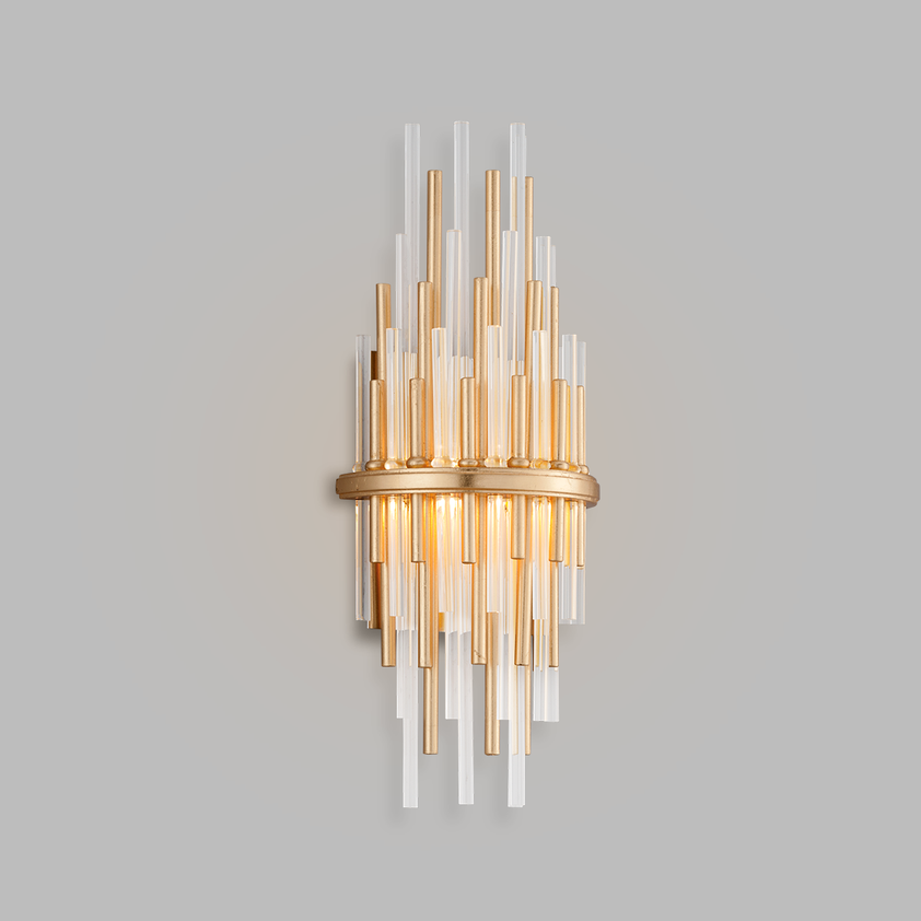 Theory Wall Sconce 17" - Gold Leaf W Polished Stainless