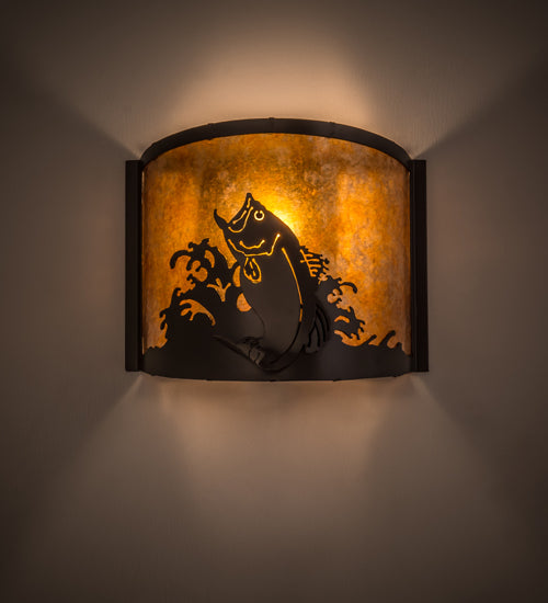 12" Wide Leaping Bass Wall Sconce