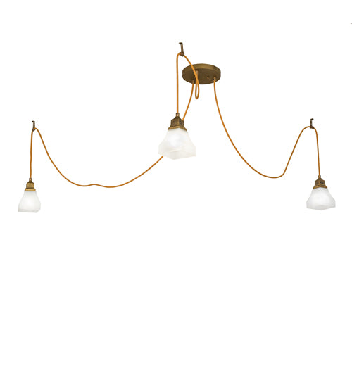 60" Wide Castiliolite Bungalow Alabaster 3 Light Pendant