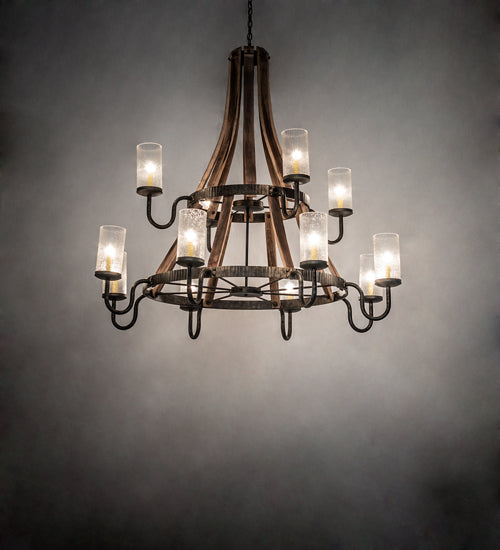 61" Wide Barrel Stave 12 Light Chandelier