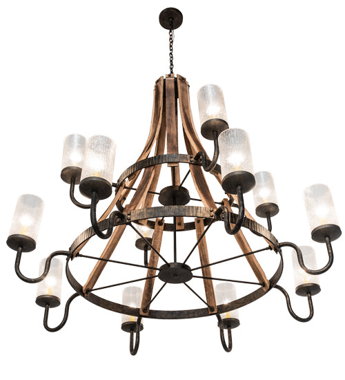 61" Wide Barrel Stave 12 Light Chandelier