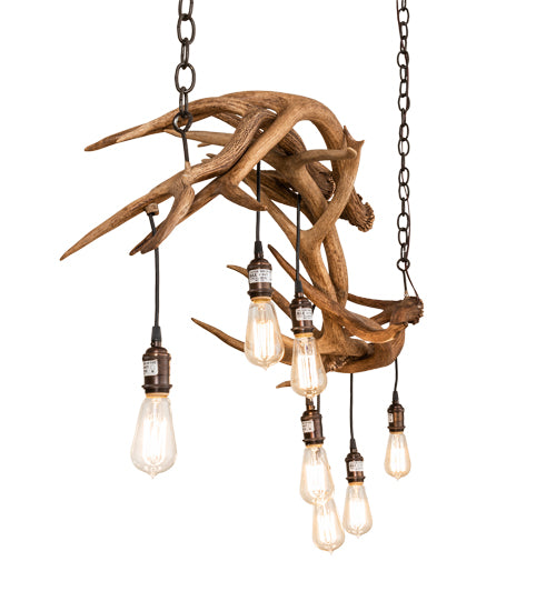 52" Long Antlers 8 Light Oblong Chandelier