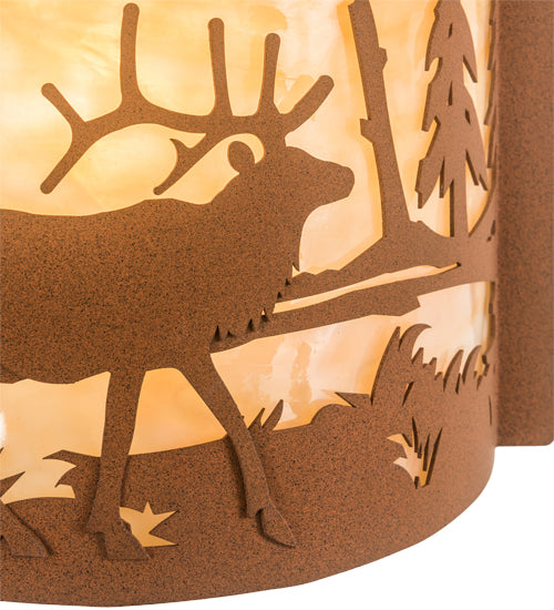 12" Wide Elk At Lake Wall Sconce