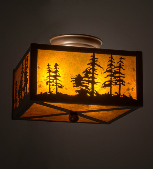 10"Sq Tall Pines Flushmount