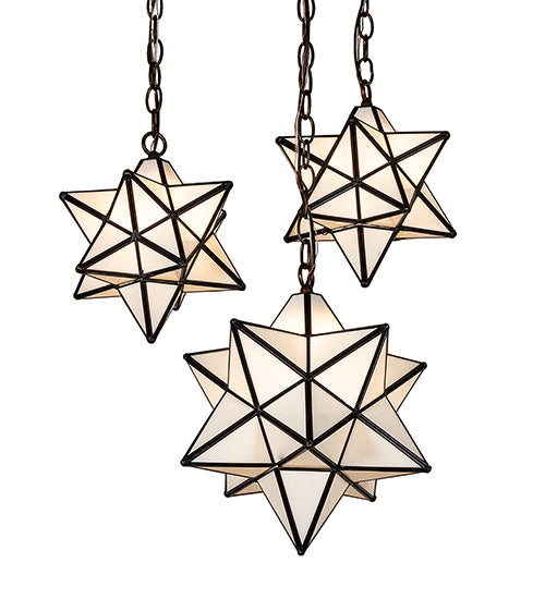 22" Wide Moravian Star 3 Light Cascading Pendant