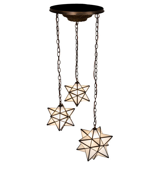 22" Wide Moravian Star 3 Light Cascading Pendant