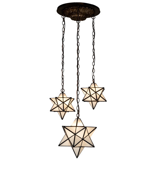 22" Wide Moravian Star 3 Light Cascading Pendant