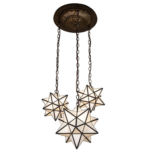 22" Wide Moravian Star 3 Light Cascading Pendant