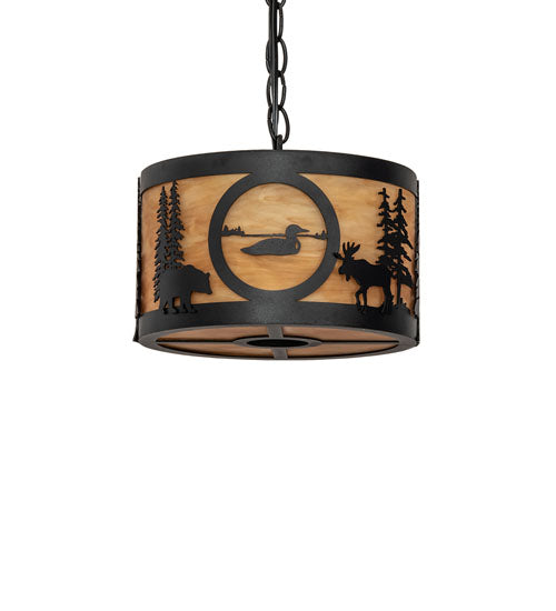 10" Wide Wildlife At Pine Lake Pendant