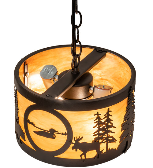 10" Wide Wildlife At Pine Lake Pendant