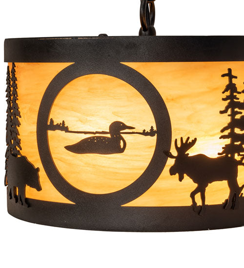 10" Wide Wildlife At Pine Lake Pendant