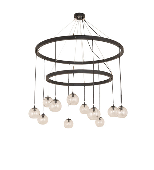 54" Wide Bola 12 Light Two Tier Chandelier