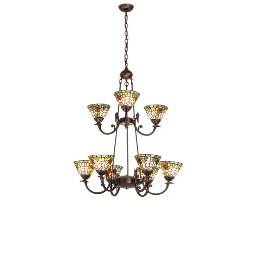 32" Wide Tiffany Roman 9 Light Chandelier