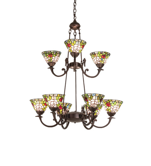 32" Wide Tiffany Roman 9 Light Chandelier