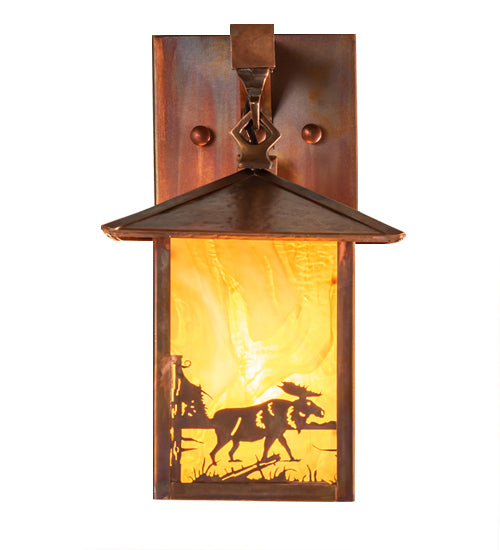 7" Square Seneca Moose At Lake Straight Arm Wall Sconce