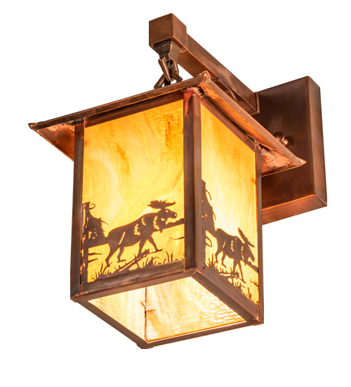 7" Square Seneca Moose At Lake Straight Arm Wall Sconce