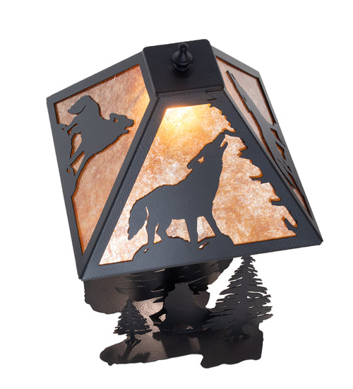 22" High Wolf At Dawn W/Lighted Base Table Lamp