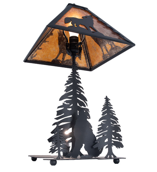 22" High Wolf At Dawn W/Lighted Base Table Lamp