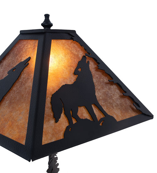 22" High Wolf At Dawn W/Lighted Base Table Lamp