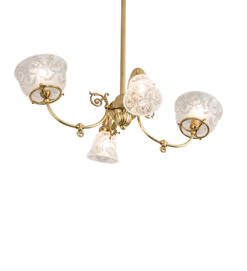 31" Long Revival Gas & Electric 4 Light Oblong Chandelier