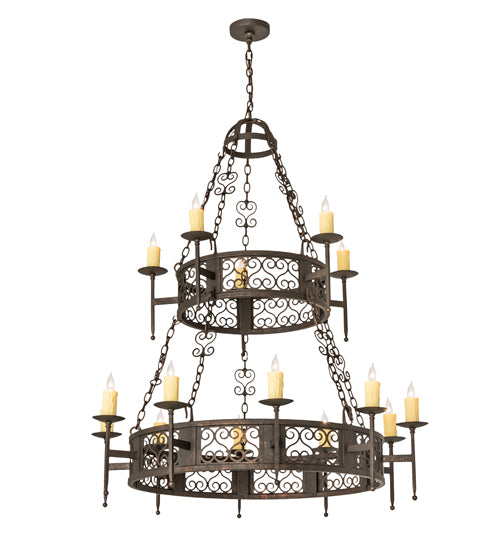 48" Wide Toscano 15 Light Two Tier Chandelier