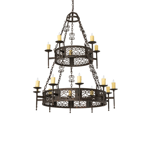 48" Wide Toscano 15 Light Two Tier Chandelier