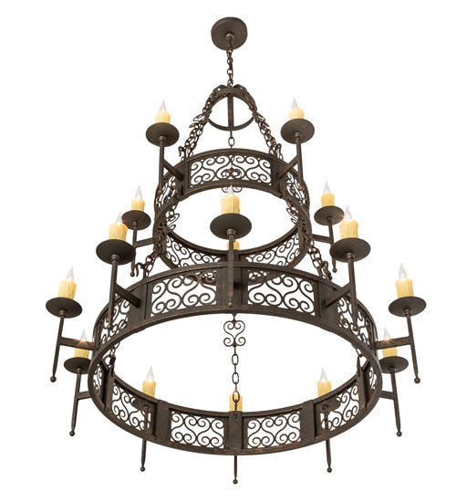 48" Wide Toscano 15 Light Two Tier Chandelier