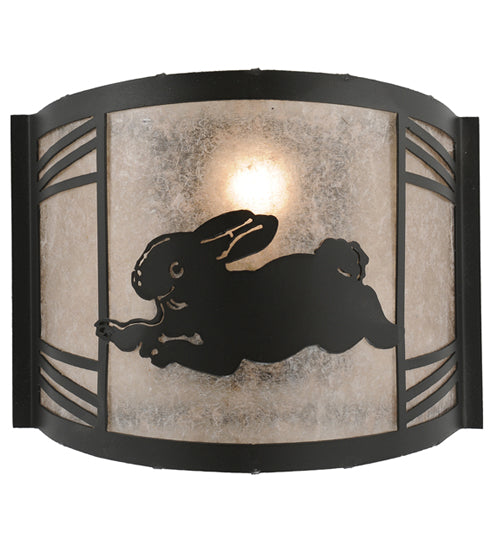 12" Wide Rabbit On The Loose Left Wall Sconce