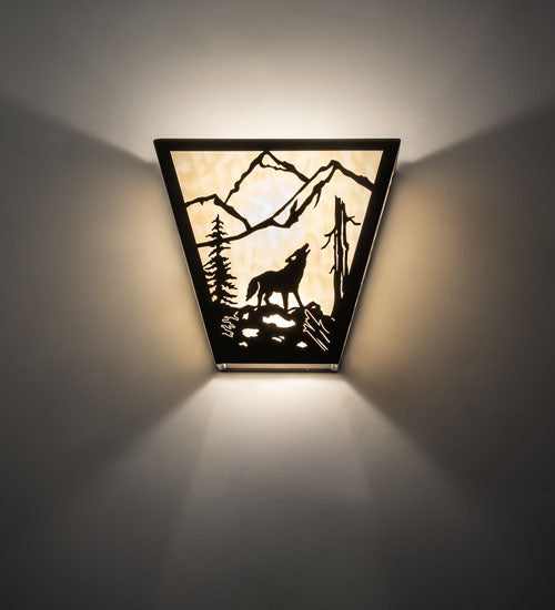 13" Wide Wolf On The Loose Wall Sconce