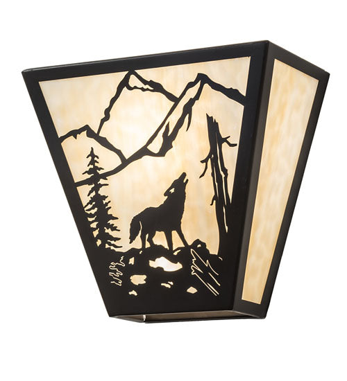 13" Wide Wolf On The Loose Wall Sconce