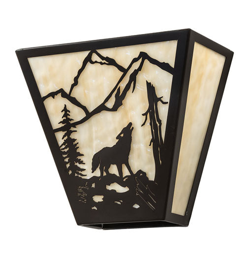 13" Wide Wolf On The Loose Wall Sconce