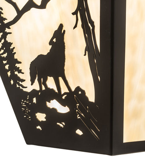 13" Wide Wolf On The Loose Wall Sconce