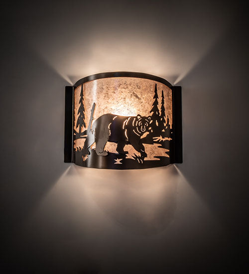 12" Wide Bear At Lake Right Wall Sconce