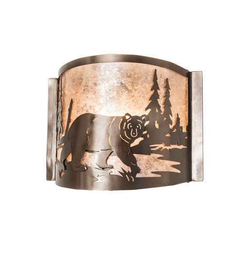 12" Wide Bear At Lake Right Wall Sconce