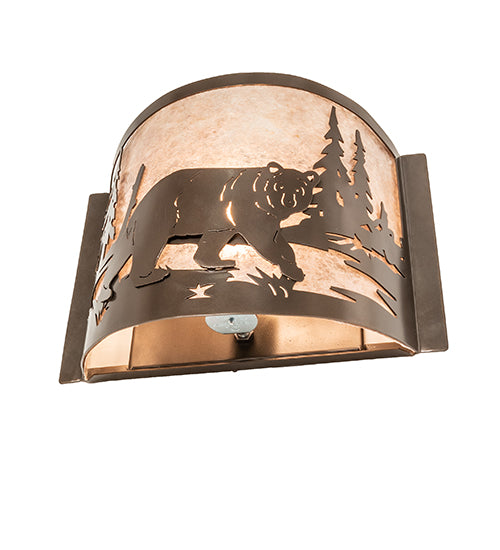 12" Wide Bear At Lake Right Wall Sconce